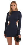 Cutout Open Back Dress in Navy