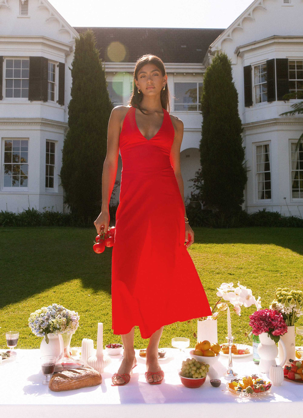 Falling For You Midi Dress Red