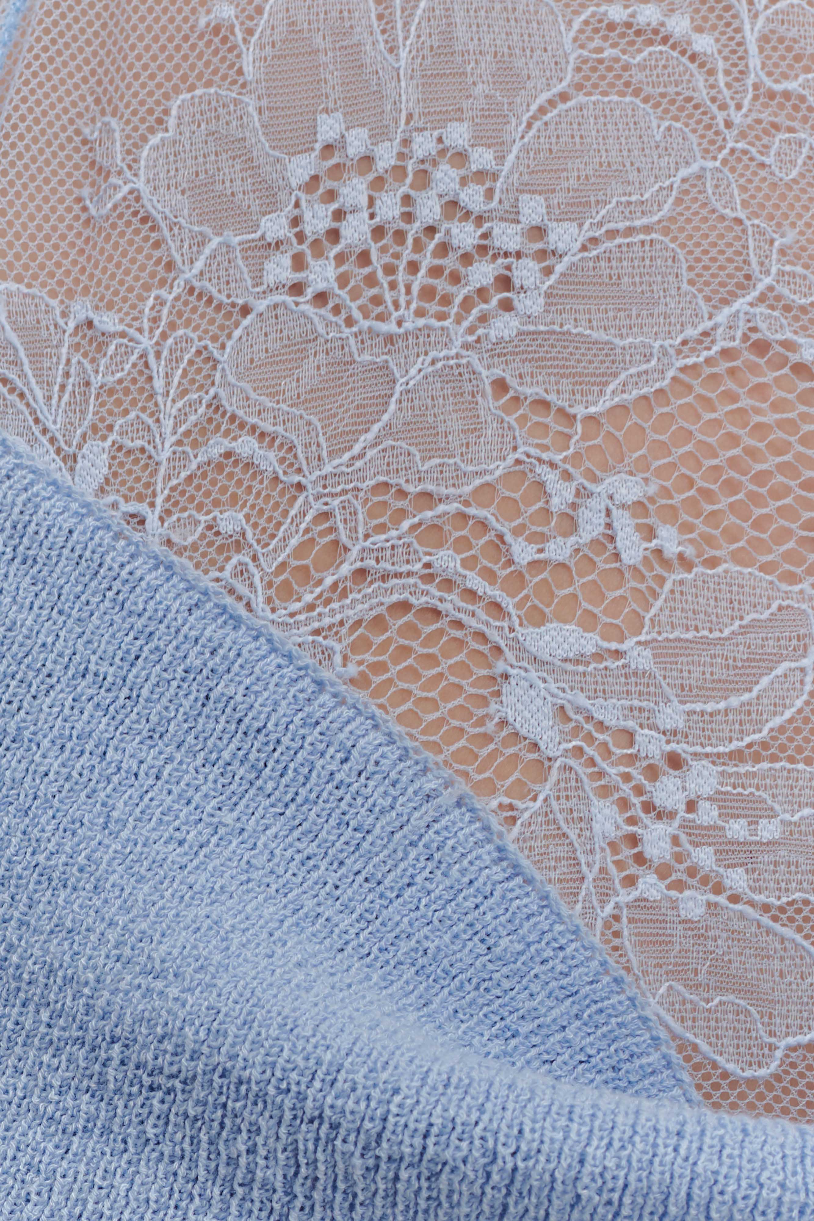 Lucy Lace And Knit Halter Top Cornflower Blue