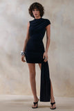 Nocturnal Black Ruched Mini Dress With Sash