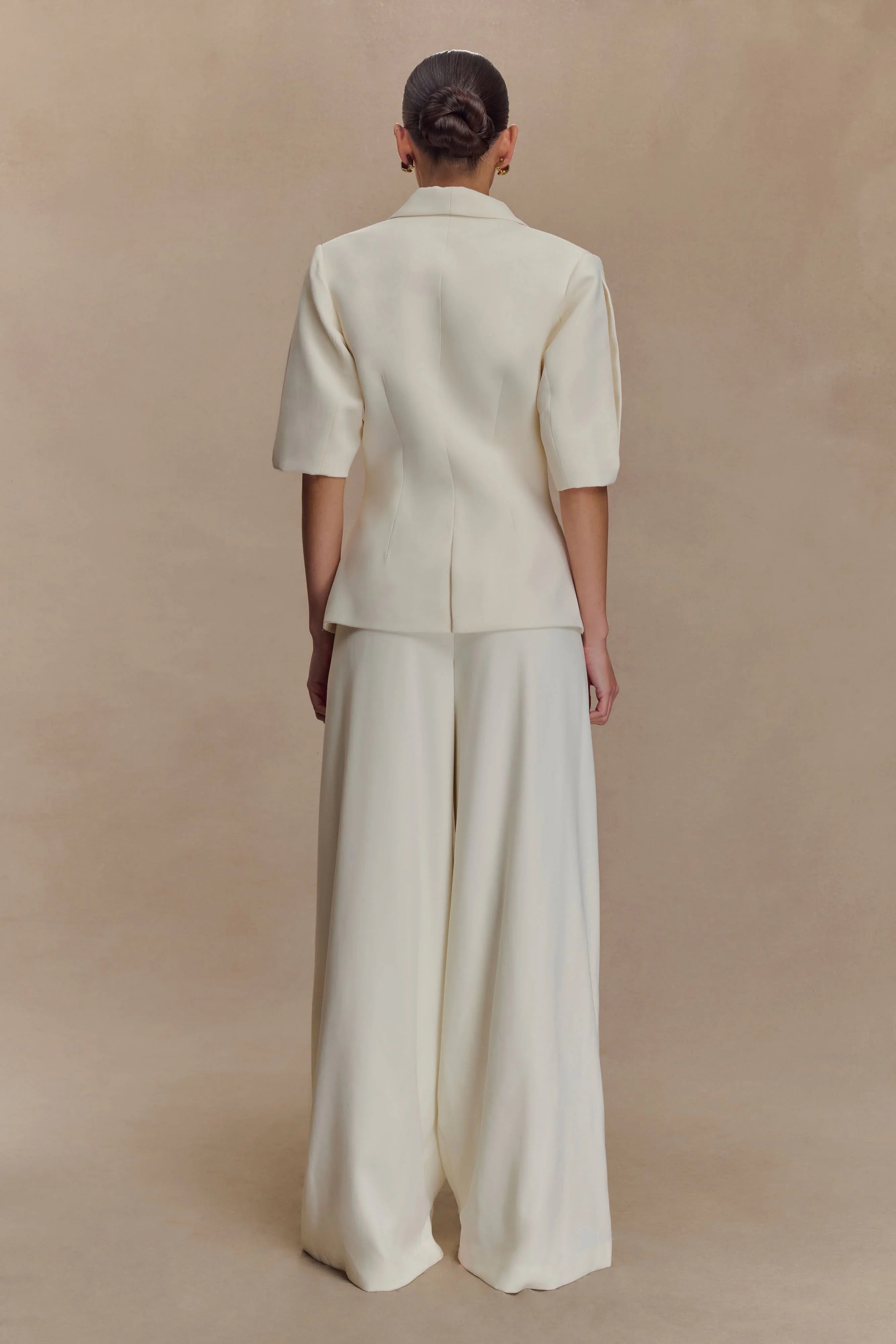 Opal Puff Sleeve Suiting Top Ivory