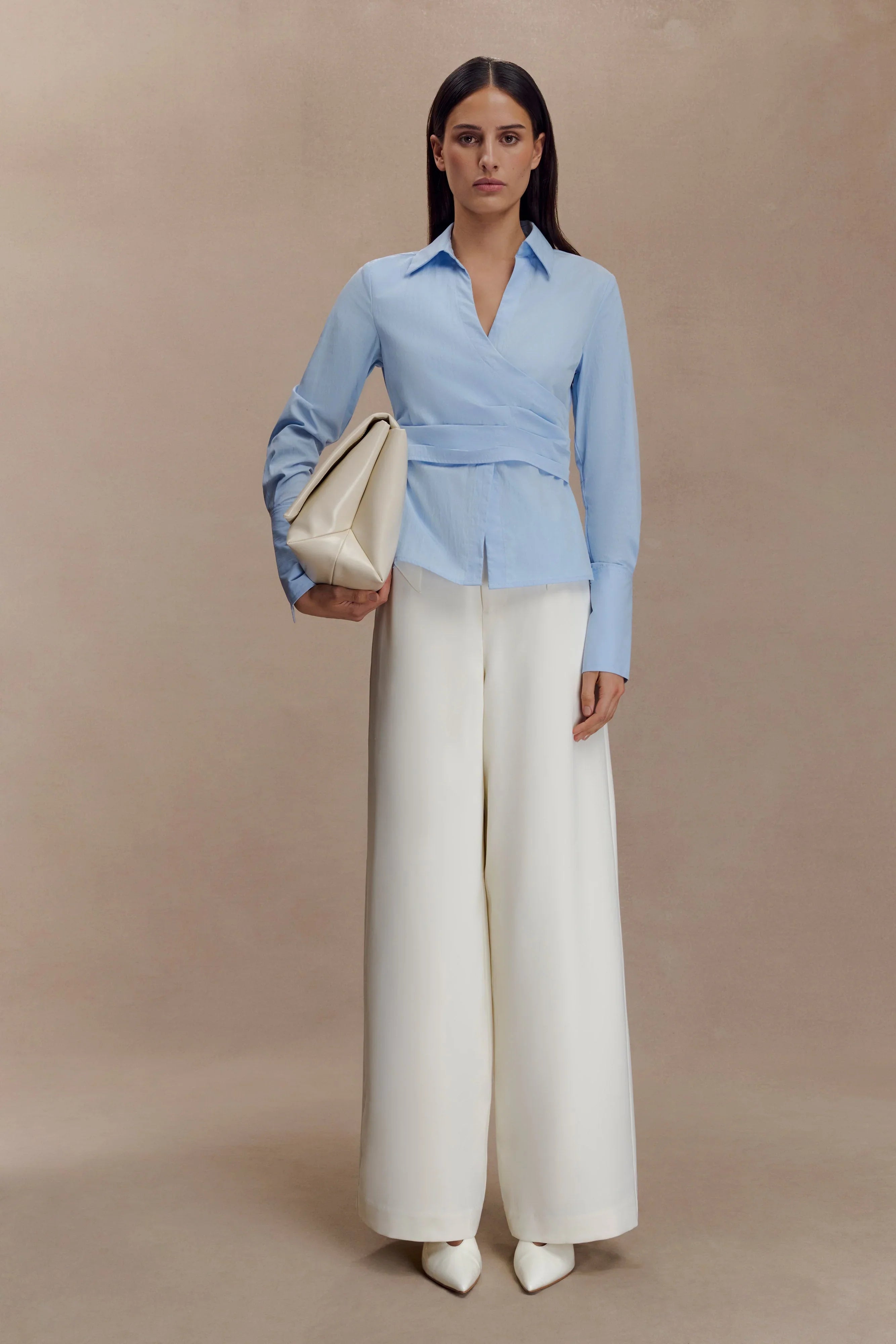 Eugenia Wrap Cotton Shirt Blue