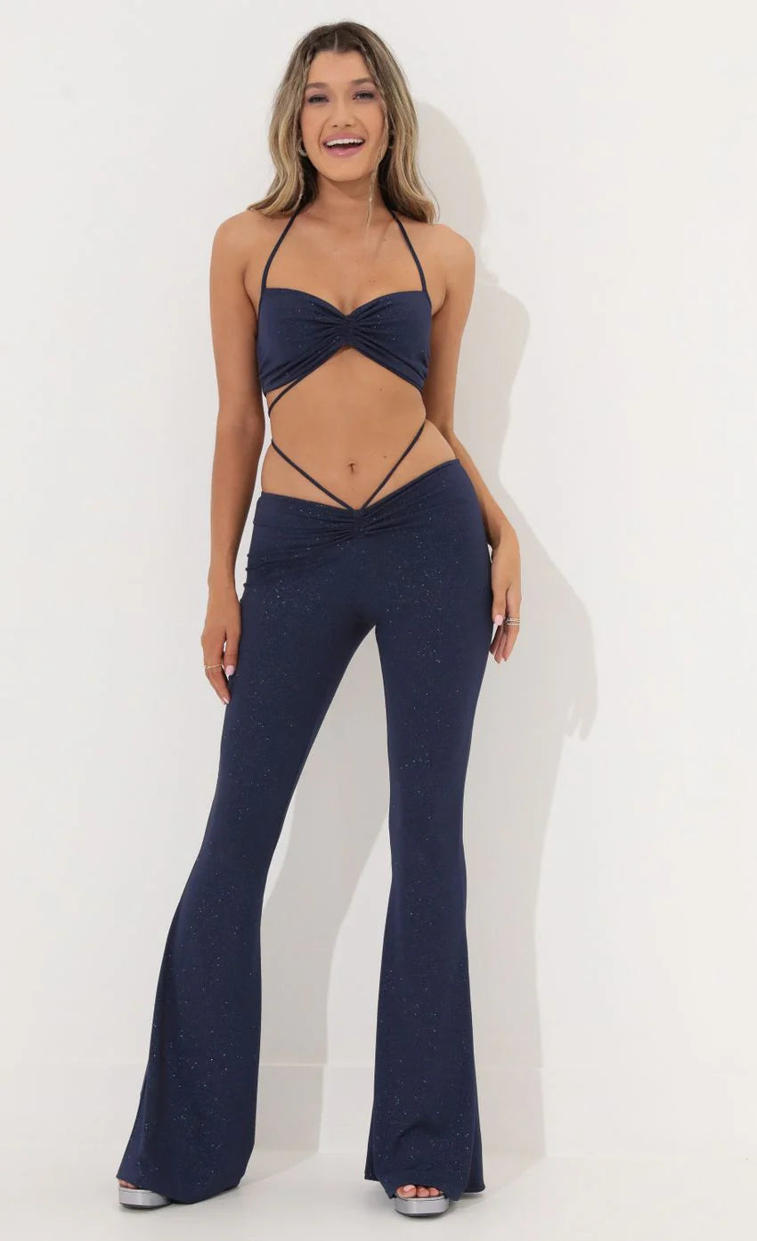 Two Piece Set in Shimmer Blue
