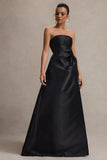 Universe Black Bandeau Puff Skirt Split Maxi Dress