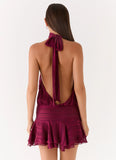Willow Chiffon Mini Dress Plum