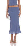 Chiffon Midi Skirt in Powder Blue