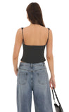 Front Tie Vest Top in Black