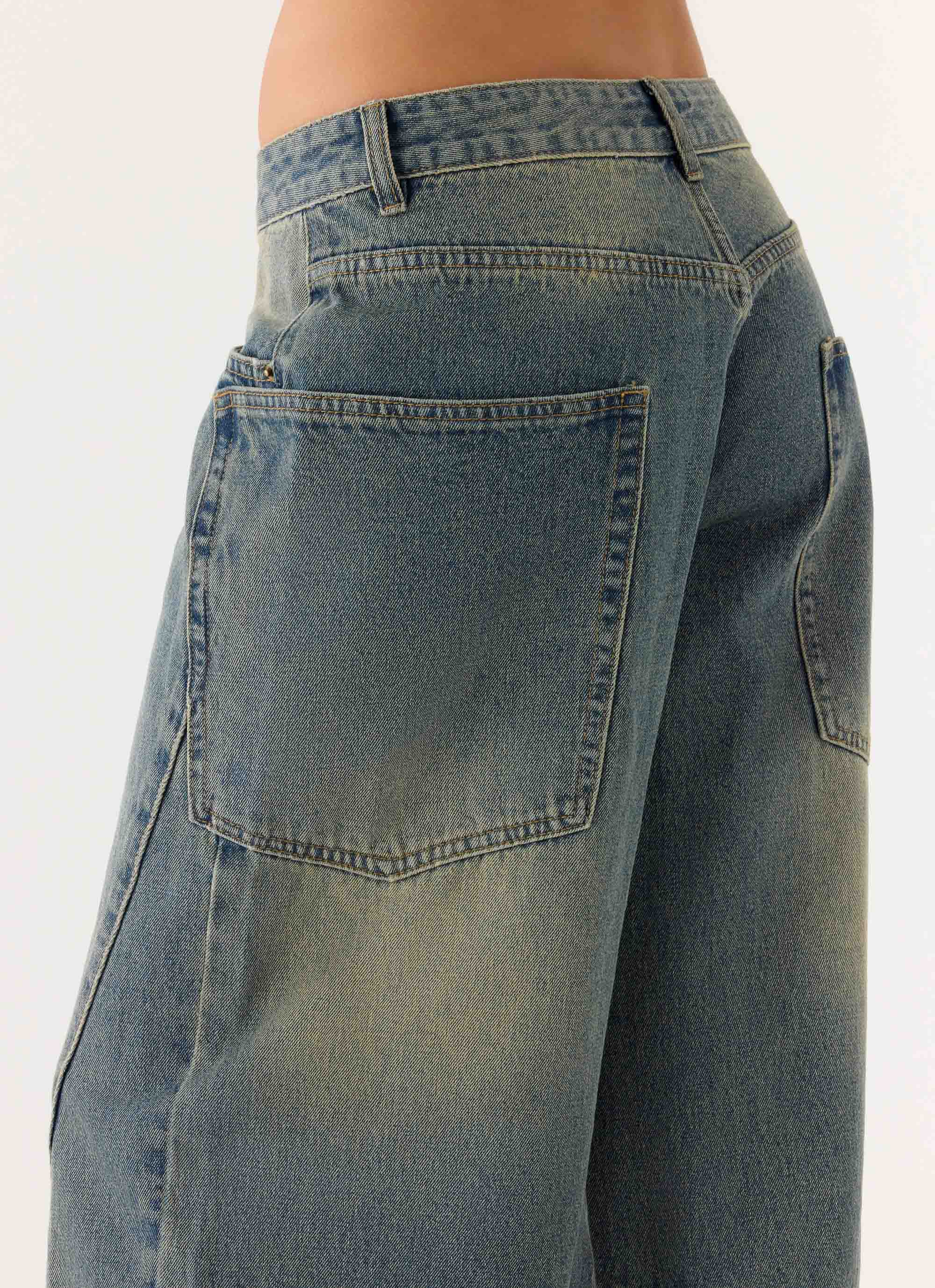 Joseph Low Rise Denim Jeans Vintage Wash Blue
