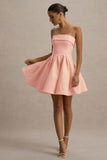 Bruna Light Pink Bandeau Skater Mini Dress