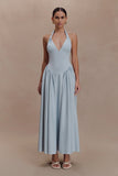 Angelina Scuba Halter Midi Dress Pale Blue