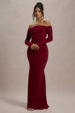 Amaia Berry Bardot Long Sleeve Maxi Dress
