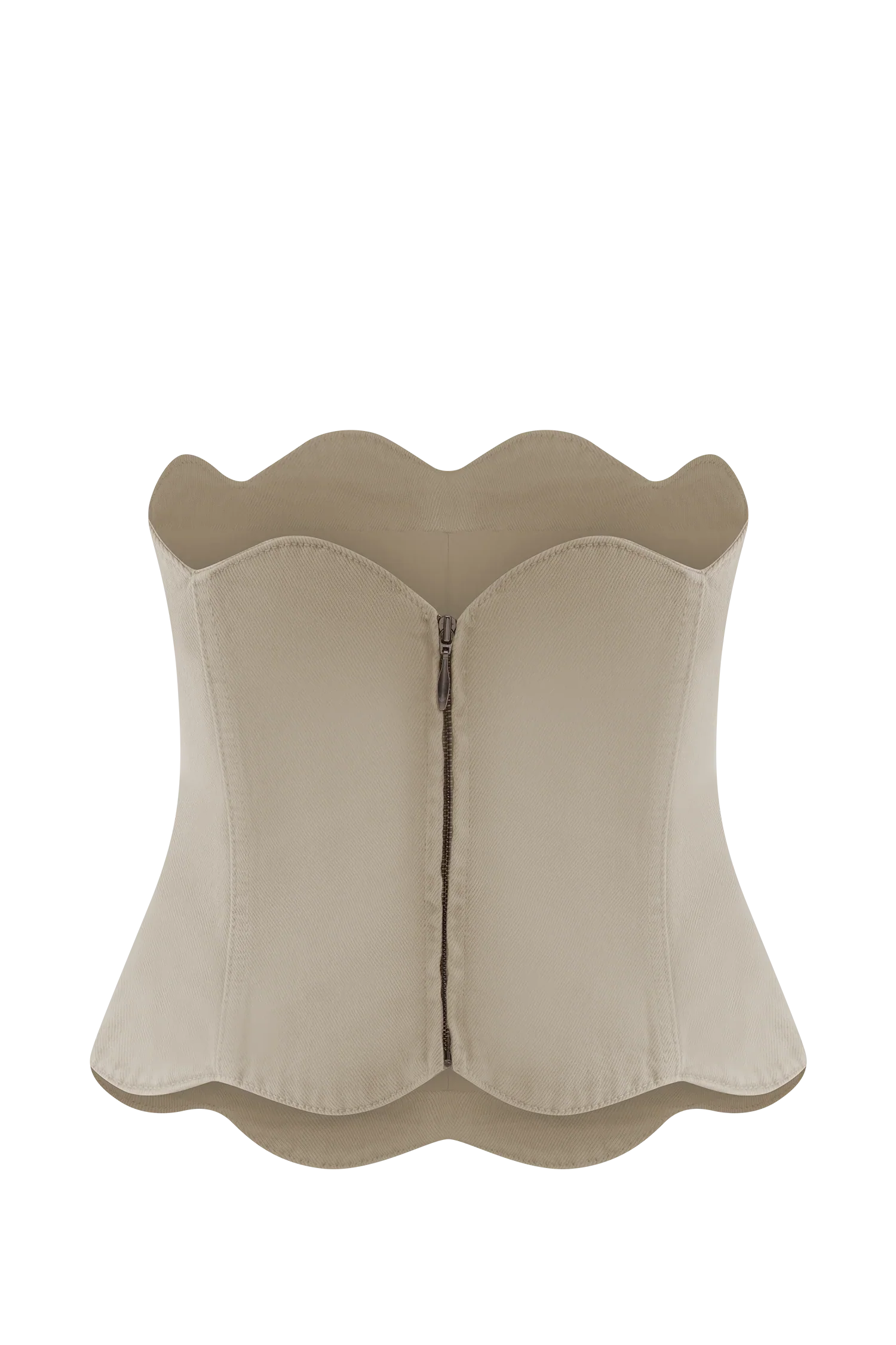 Oakley Strapless Scallop Denim Top Stone Wash