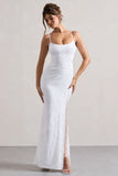 Intimacy White Lace Corset Split Maxi Dress