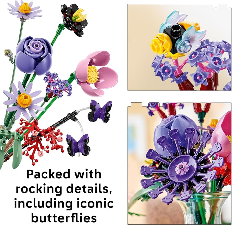 LEGO Botanicals Olivia Rodrigos Flower Bouquet 11507 Building Toys for Girls Boys Ages 9 Bedroom Decor for Fans Artificial Flowers 400 pieces Gift for Birthdays