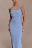 Luella Crepe Corset Maxi Dress Cornflower Blue