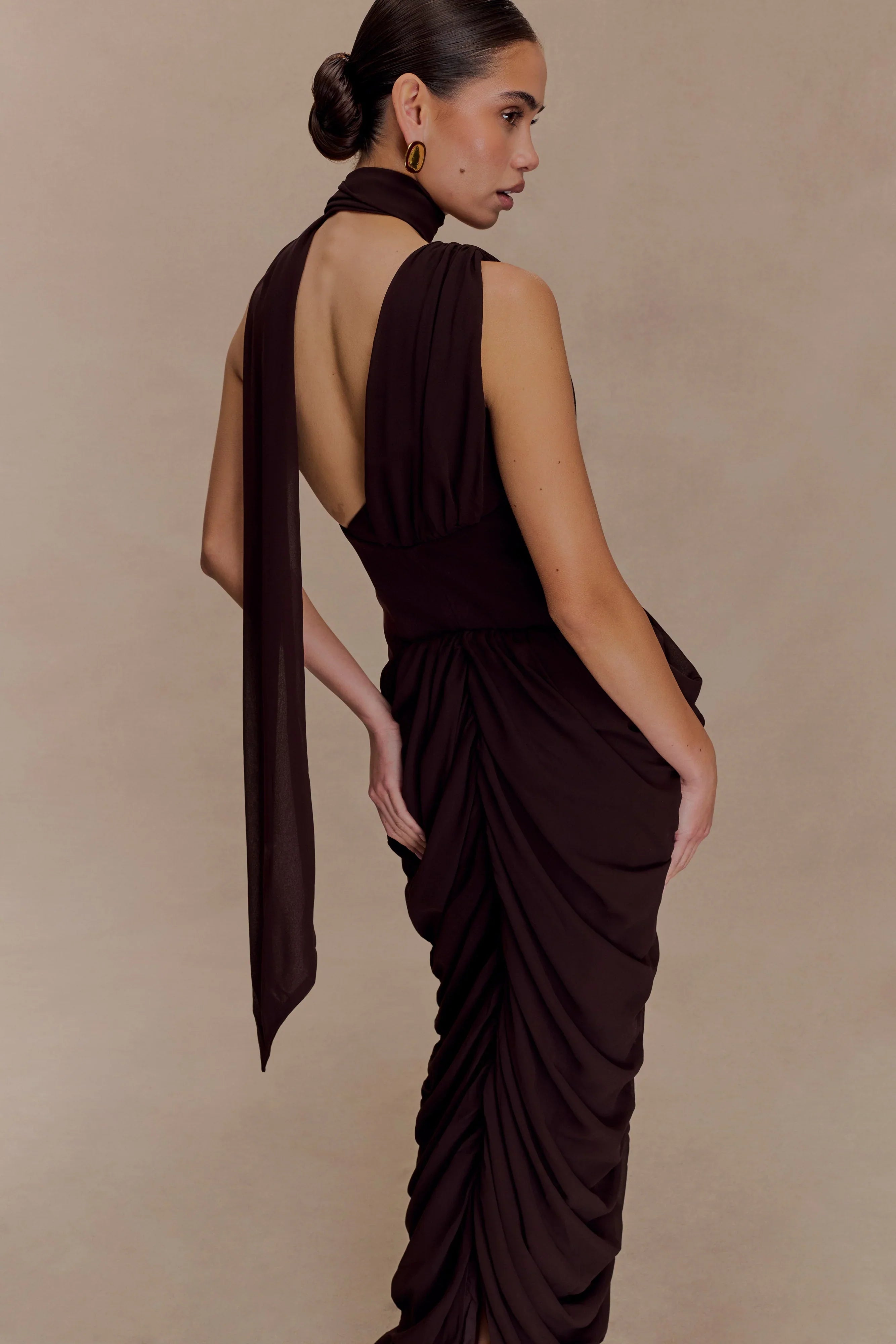 Alex Chiffon Maxi Dress Cacao Brown