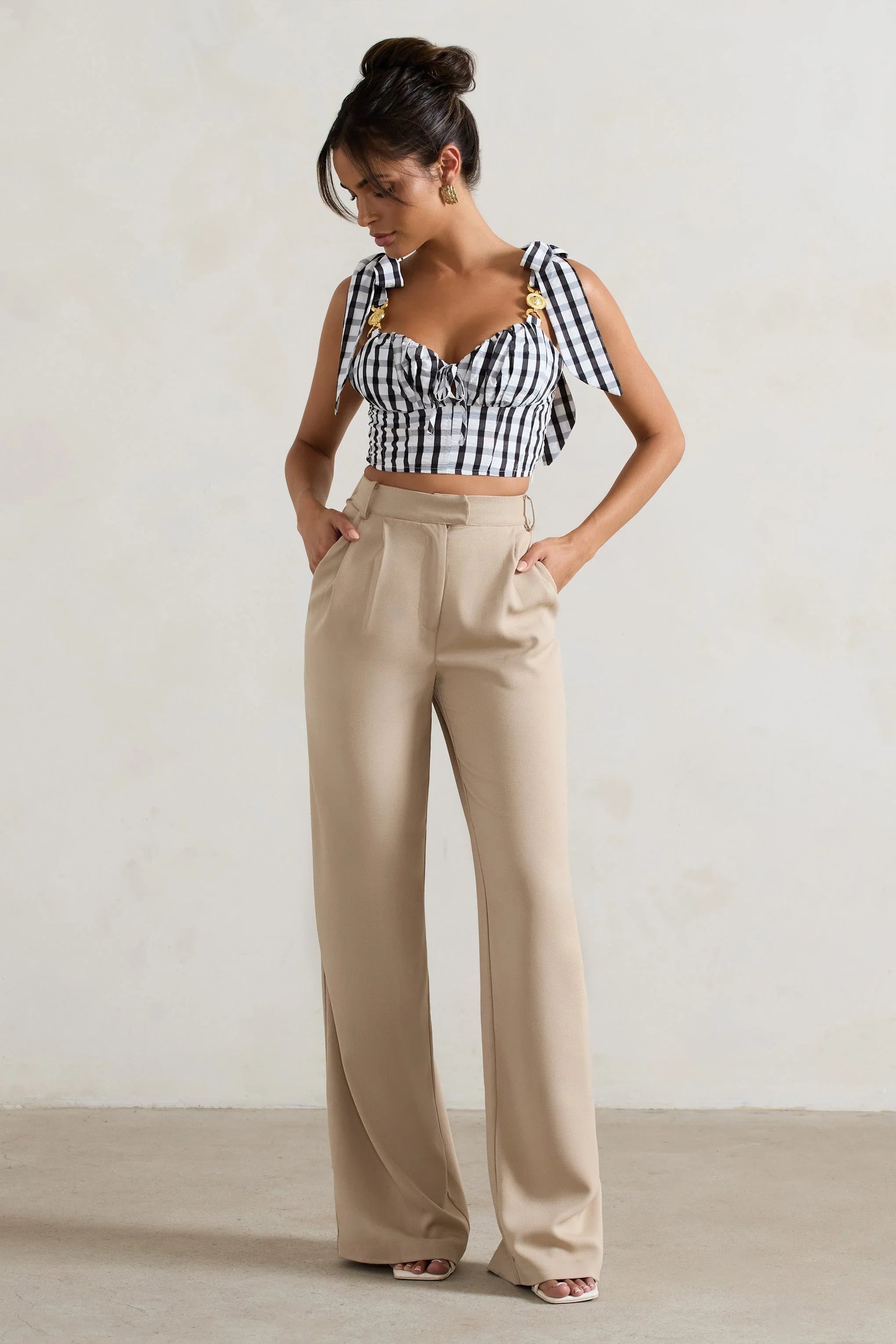 Hastings Stone High Waist Wide Leg Trousers
