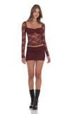 Sheer Lace Skirt in Burgundy