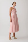 Rosie Linen Halter Midi Dress Pink