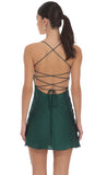 Satin Sequin Bust Dress in Green
