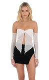 Mesh Off Shoulder Top in White