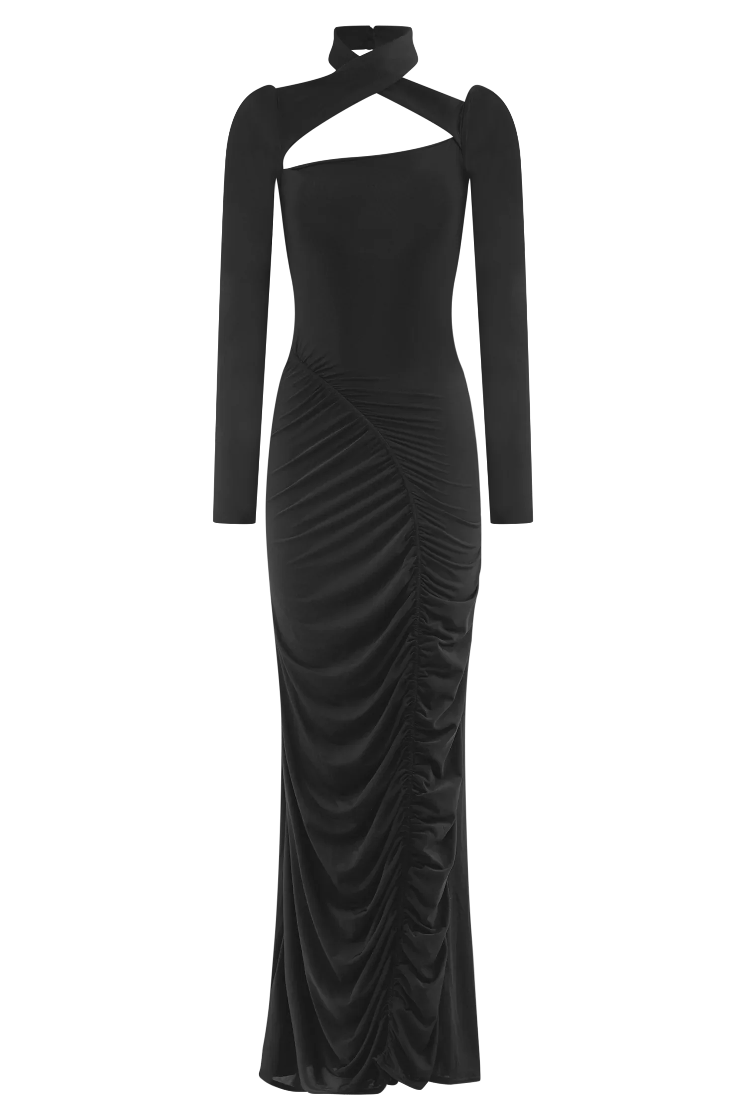 Lyndon Long Sleeve Slinky Maxi Dress Black