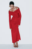 Therese Off Shoulder Ruched Maxi Dress Red