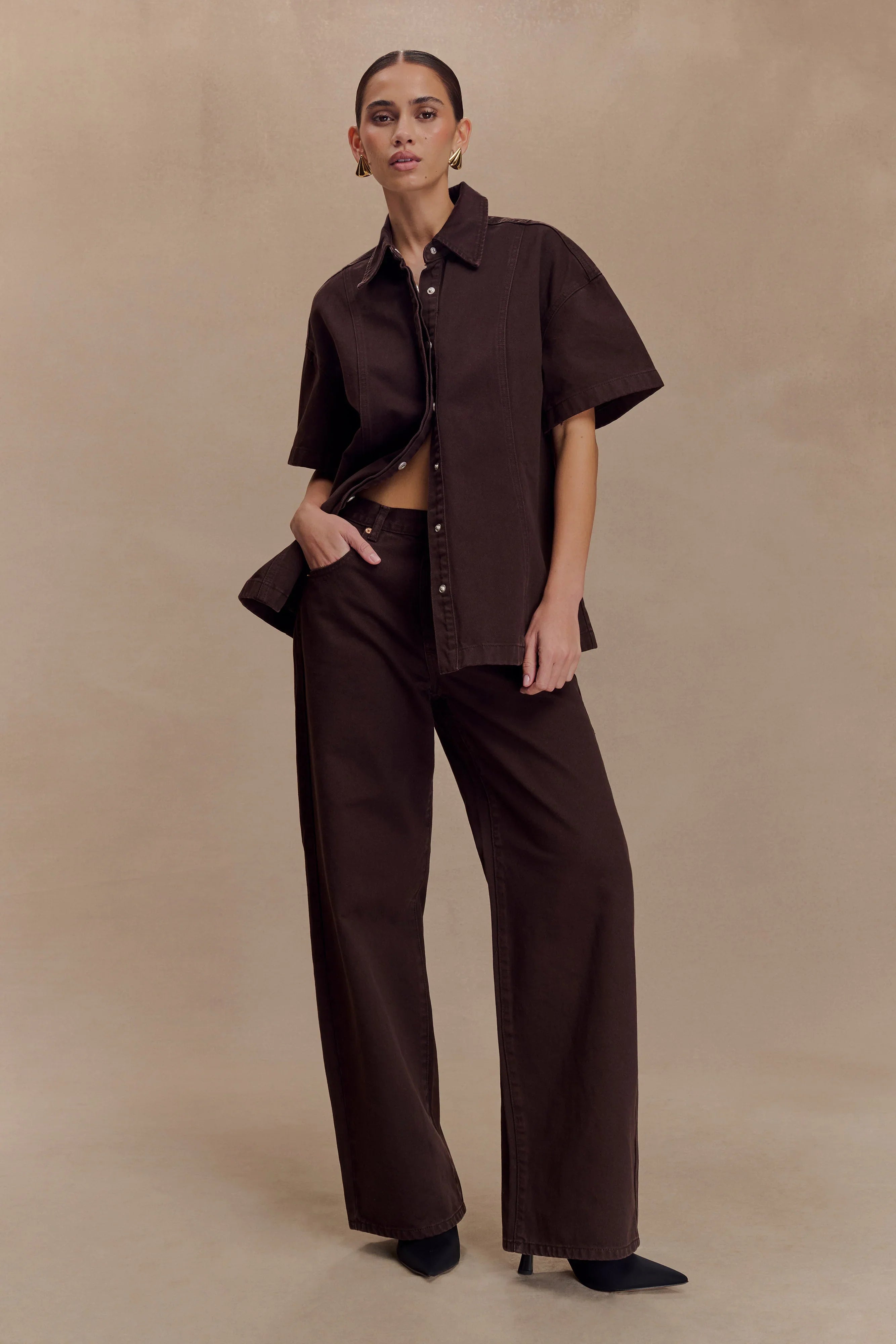 Mannon Mid Rise Denim Jeans Chocolate