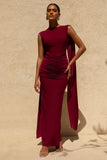 Saige Burgundy Cap Sleeve Gathered Maxi Dress
