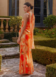 Melrose Satin Chiffon Maxi Dress Sunset Floral