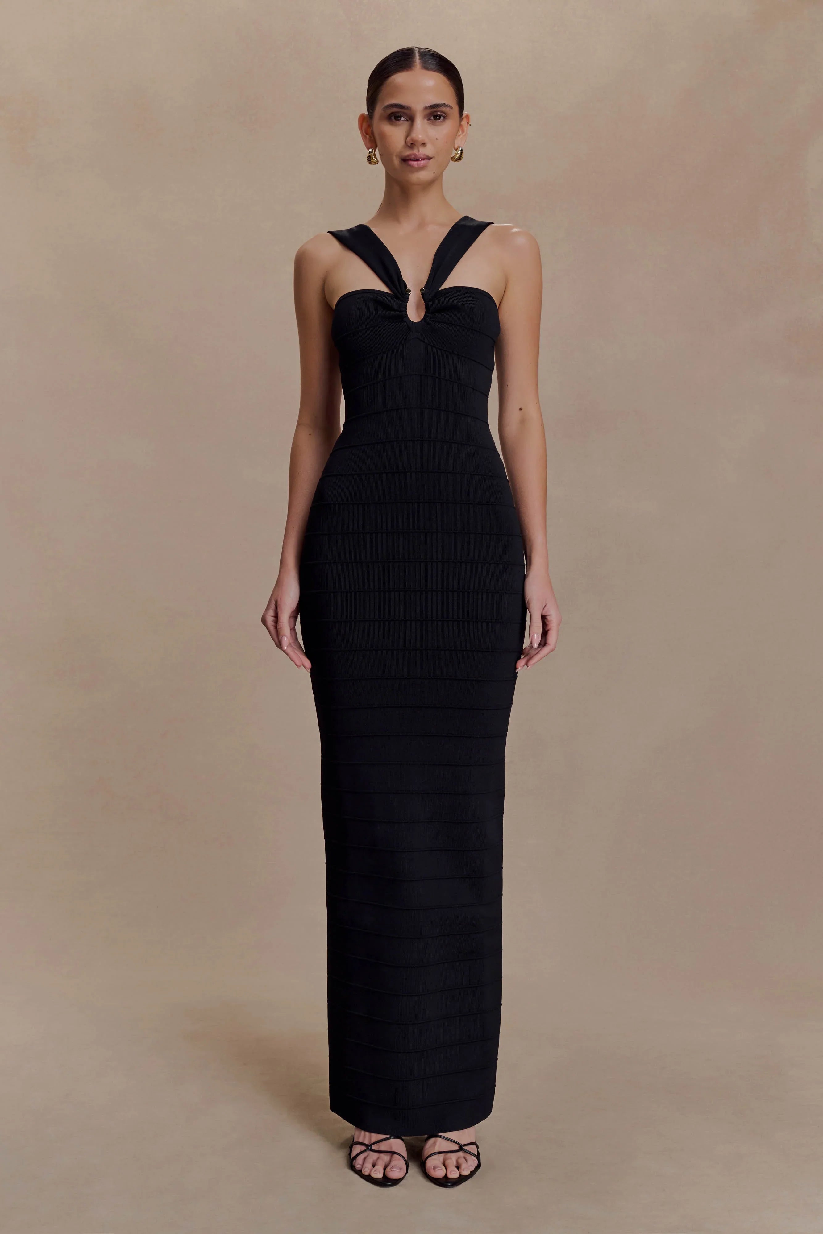 Jaylen Bandage Knit Maxi Dress Black