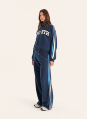 Navy Side Stripe Wide Leg Joggers