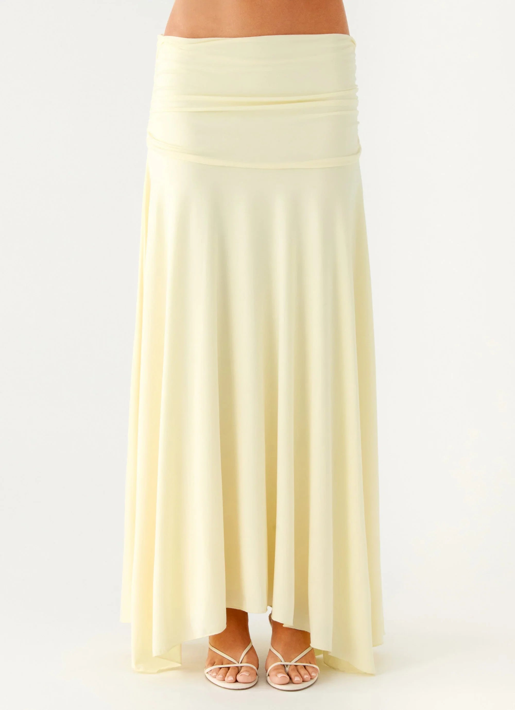 Liana Ruched Maxi Skirt Yellow