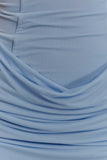 Mattea Slinky And Mesh Mini Dress With Scarf Powder Blue