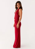 Main Act Halter Maxi Dress Raspberry