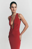 Stella Draped Slinky Maxi Dress Fuchsia Pink