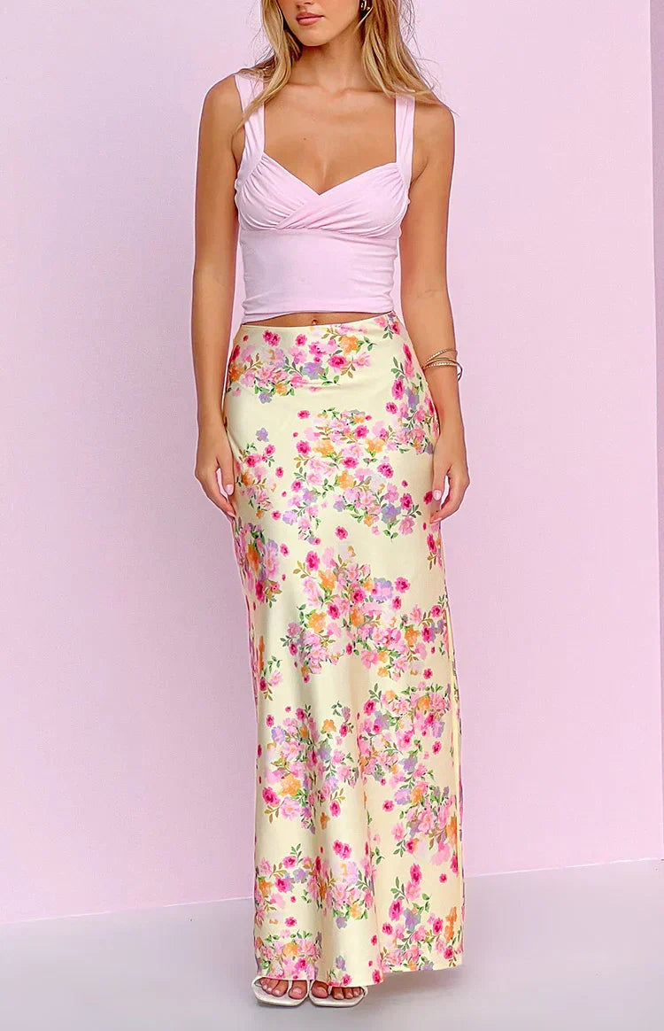 Genevieve Yellow Bloom Maxi Skirt