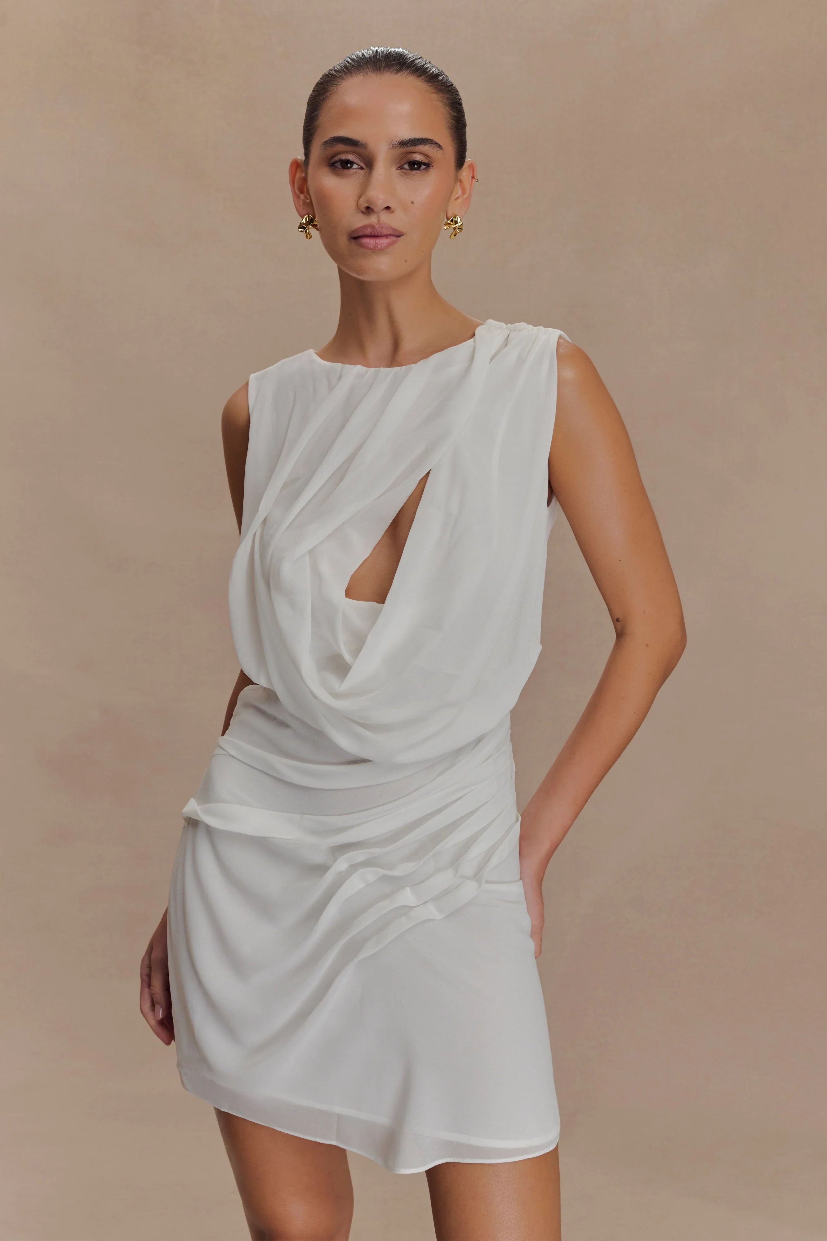 Oria Chiffon Mini Dress White