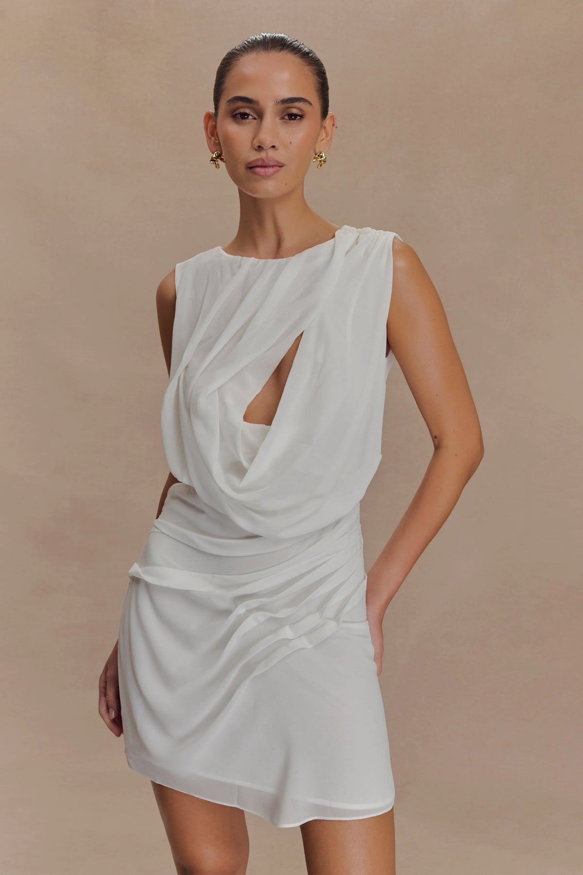 Oria Chiffon Mini Dress White