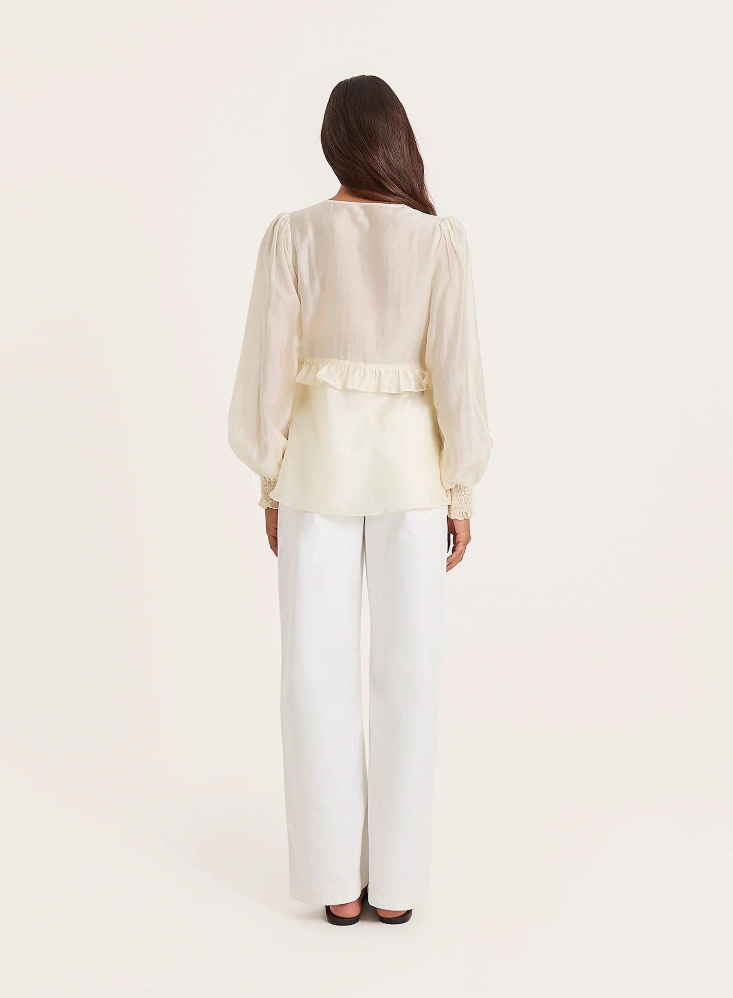 Buttercream Sheer Tie Front Blouse
