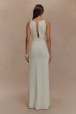 Beryl Slinky Maxi Dress With Pearls Ivory