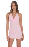 Rhinestone TwistV Neck Dress in Pink