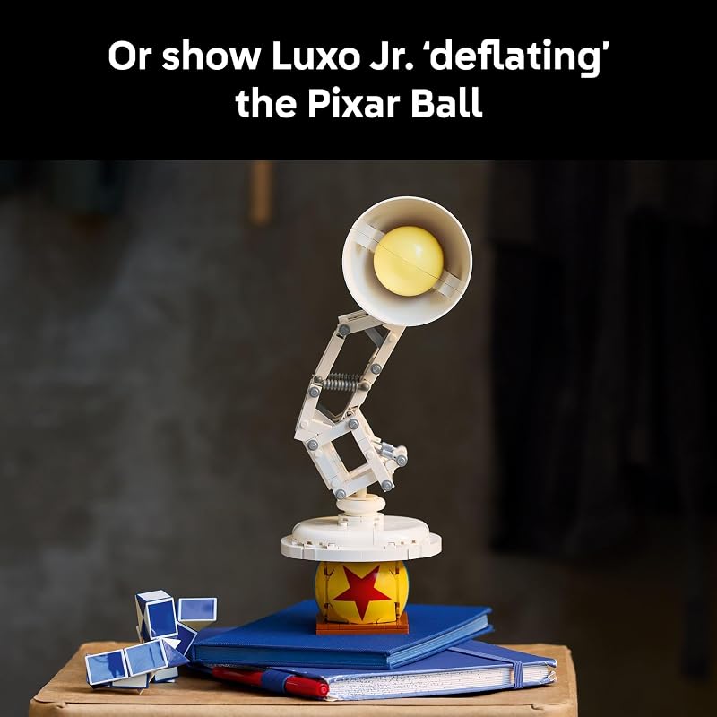 LEGO Ideas Disney Pixar Luxo Jr Room Decor and Building Set for Adults Office and Desk Decor for Women and Men Ages 18 Brick Built Lamp DIY Kit Collectible Gift Idea for Movie Fans 21357