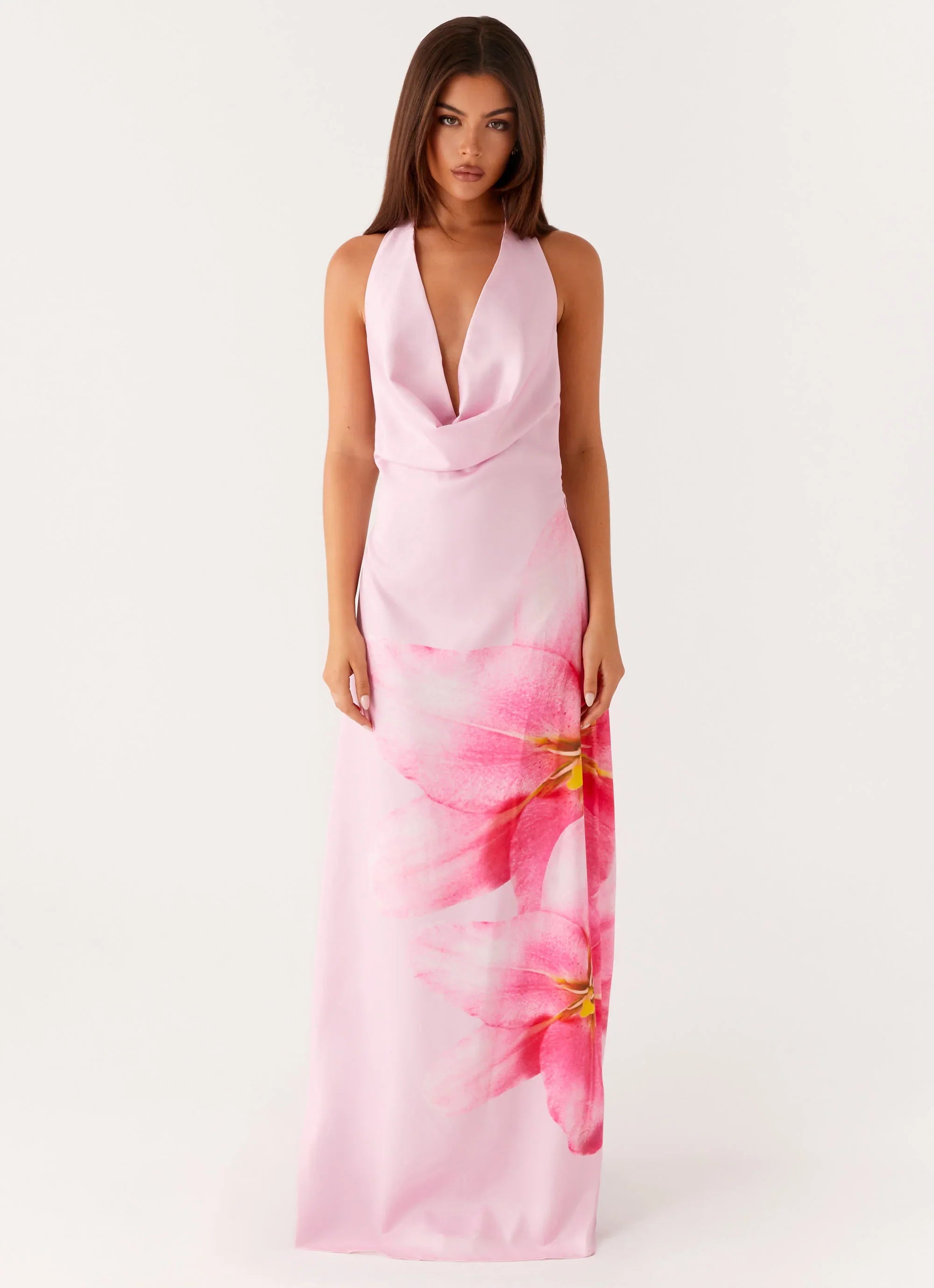 Bryony Cowl Maxi Dress Pink