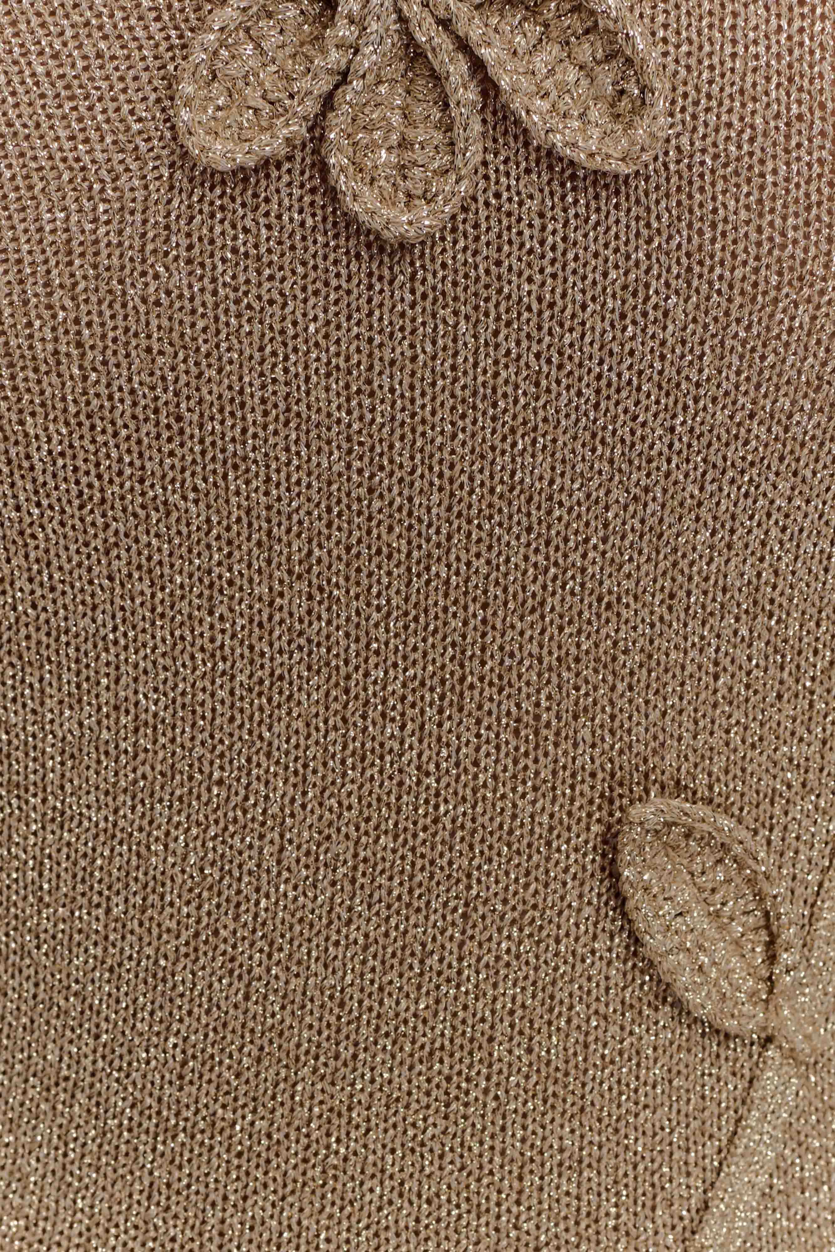 Leone One Shoulder Metallic Knit Top Gold