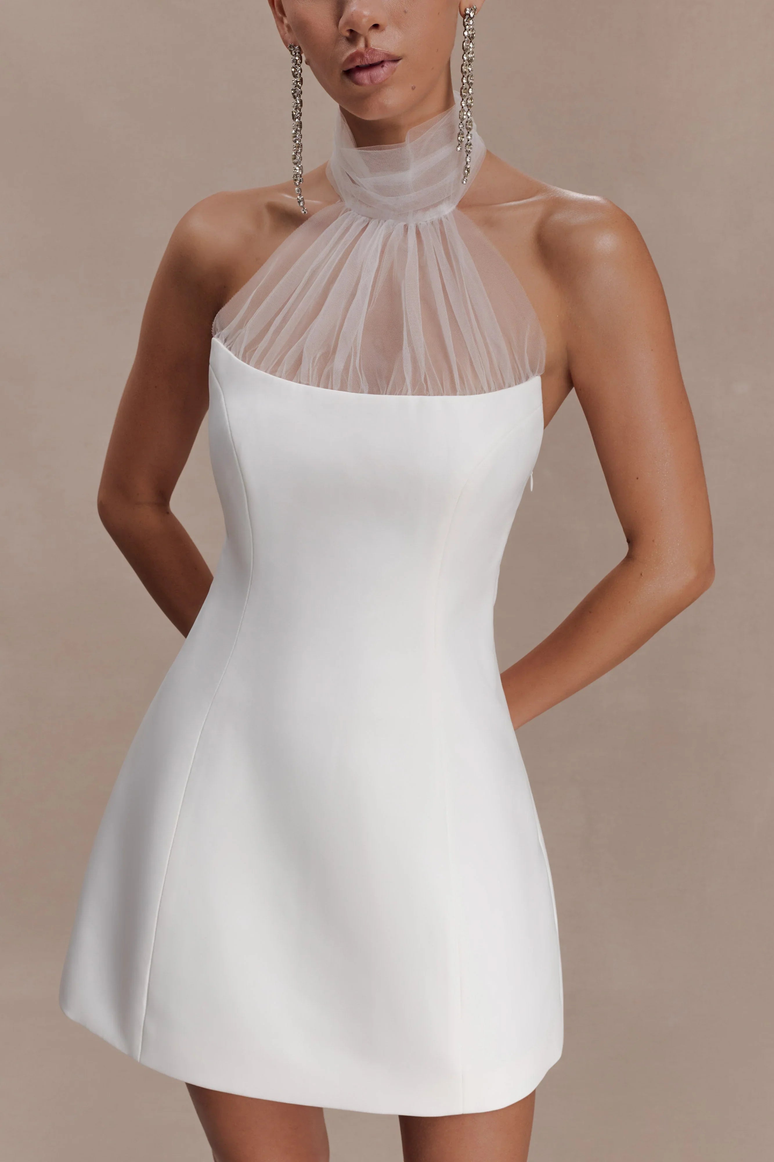 Riley Halter Suiting Mini Dress Ivory