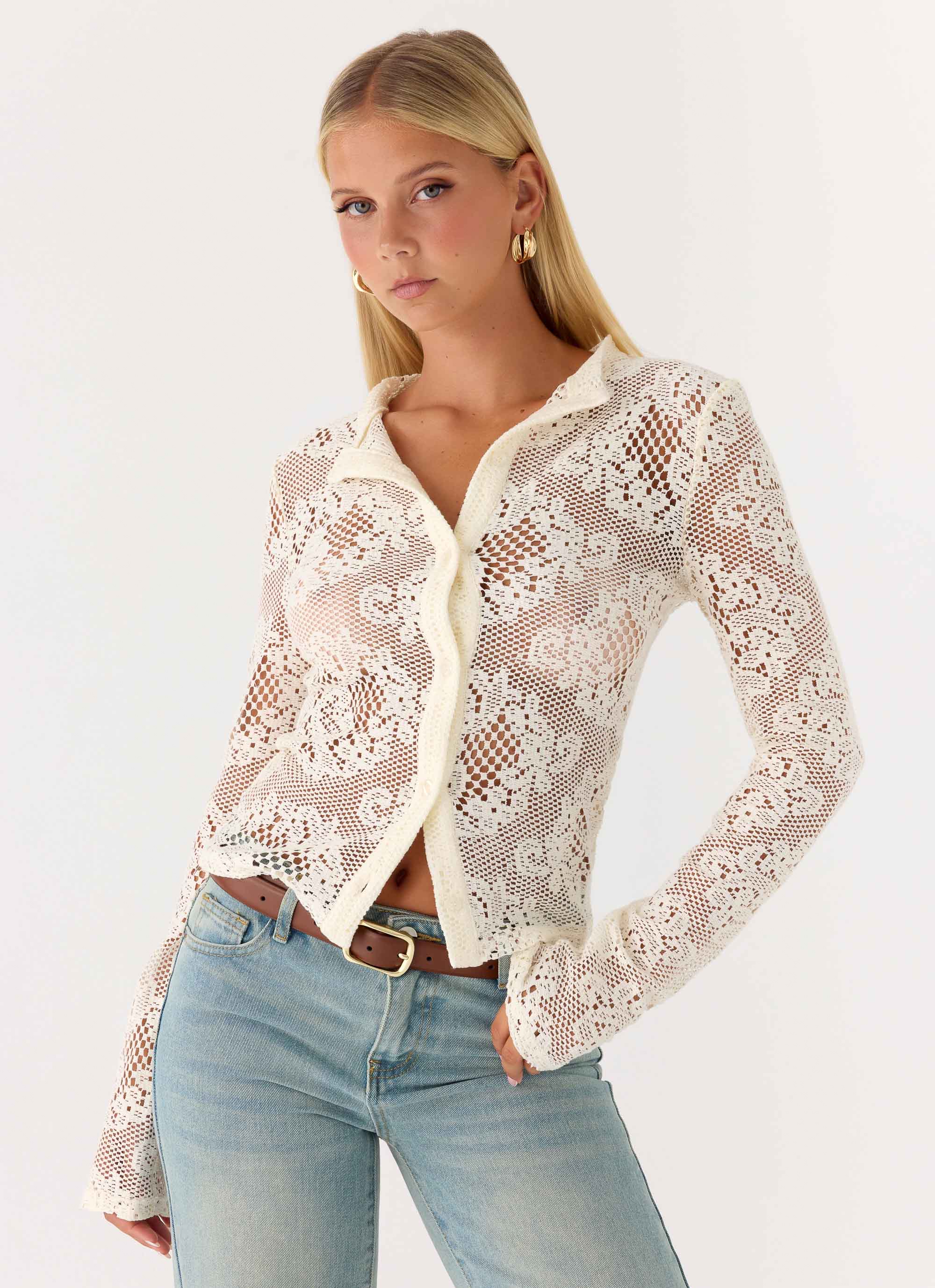 Orellia Long Sleeve Top Ivory