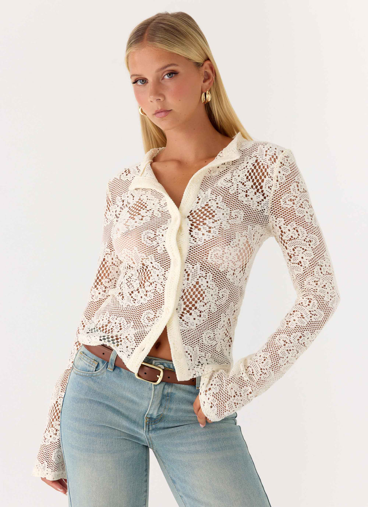 Orellia Long Sleeve Top Ivory