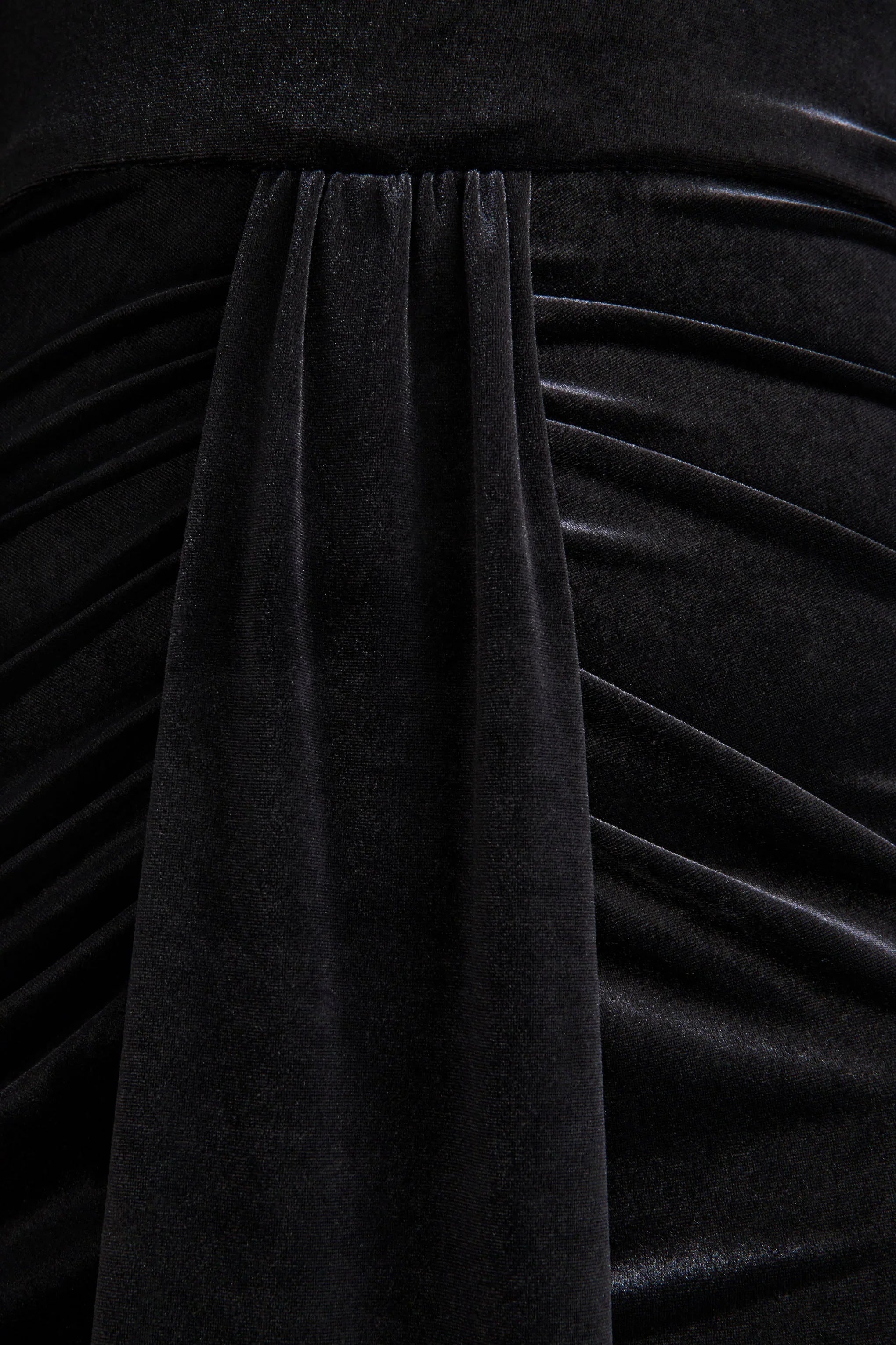 Adoring Black Velvet High Neck Maxi Dress With Cape