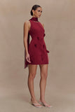 Skyler Suiting Embroidered Mini Dress Wine